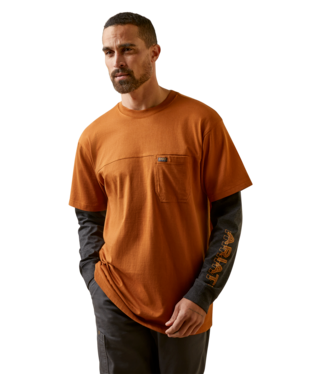 MNS RBR CTN STR DUALLY LONG SLEEVE T SHIRT CREAMM/CHARCOAL HEATHER