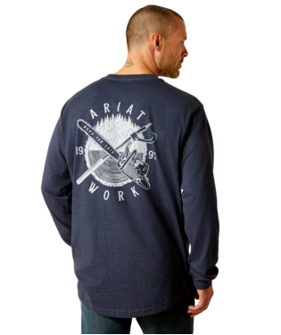 MNS RBR COTTON STRONG SAW LONG SLEEVE T SHIRT NAVY HEATHER