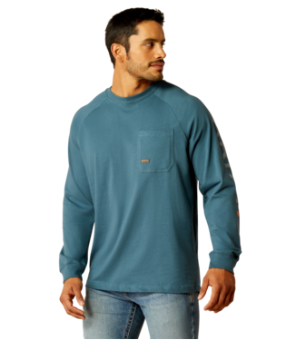 MNS RBR CTN STRNG LONG SLEEVE T SHIRT STARGAZE/SMOKE BLUE