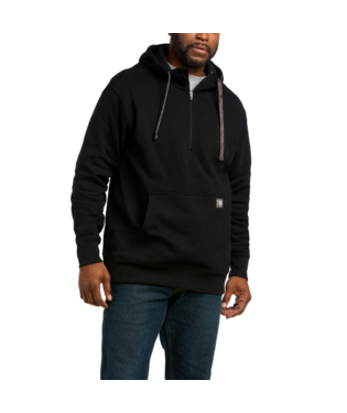 SWEATSHIRT, MNS REBAR WKMN 1/4 ZIP HOODIE BLACK