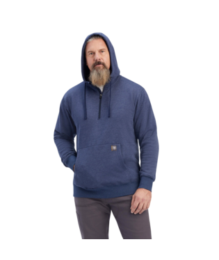 SWEATSHIRT, MNS REBAR WORKMAN 1/4 ZIP HOODIE NAVY HEATHER