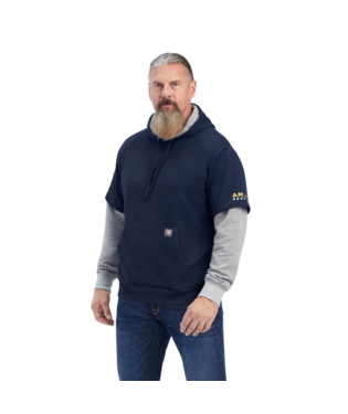 SWEATSHIRT, MNS REBAR WRKMN DUALLY HOODIE NAVY/HEATHER GREY