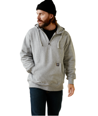 SWEATSHIRT, MNS REBAR WORKMAN 1/4 ZIP HOODIE HEATHER GREY