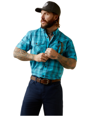 MNS RBR MD TGH DRST SHORT SLEEVE WORK SHIRT BACHELOR PLAID