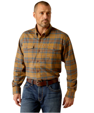 MNS RBR FLANNEL DRSTR LONG SLEEVE WORK SHIRT GOLDEN BROWN