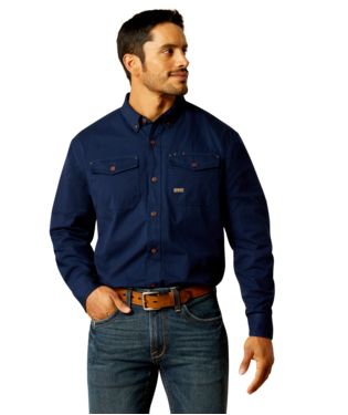 MNS REBAR WASHED TWILL LONG SLEEVE WORK SHIRT NAVY
