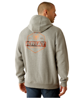 SWEATSHIRT, MNS BOLD HEX HOODIE GREY HEATHER