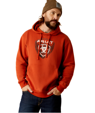 SWEATSHIRT, MNS FOREST BADGE HOODIE DARK ORANGE