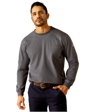 MNS FR STRETCH WORK LONG SLEEVE T SHIRT CHARCOAL GREY