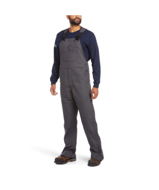 Ariat Men's FR Canvas Unlined Bib Overall- Grey