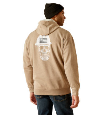 SWEATSHIRT, MNS RBR RGHNCK PULLOVER HOODIE OATMEAL HEATHER