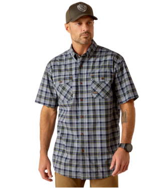 MNS RBR MD TGH DRST SHORT SLEEVE WORK SHIRT INDIGO HEATHER