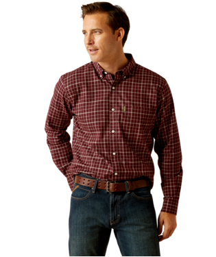MNS CLEMENT LONG SLEEVE SHIRT MARRON PLAID