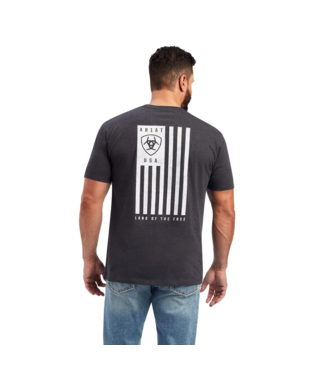 MNS ARIAT VERTICAL FREEDOM SHORT SLEEVE T SHIRT CHARCOAL HEATHER