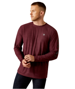 MNS CHARGER LOGO LONG SLEEVE T SHIRT MALBEC HEATHER