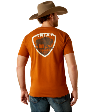 MNS ARIAT BUFFALO WEST SHORT SLEEVE T SHIRT BURNT UMBER