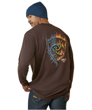 MNS RBR CTN STR SHCK FRE LONG SLEEVE T SHIRT COFFEE BEAN
