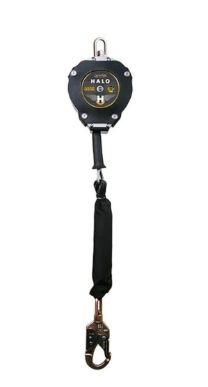 Halo LE 20' HD galvanized cable retractable lifeline with swivel top/hook, shock pack, carabiner & boot cover - Lead Edge Anchored SRLs