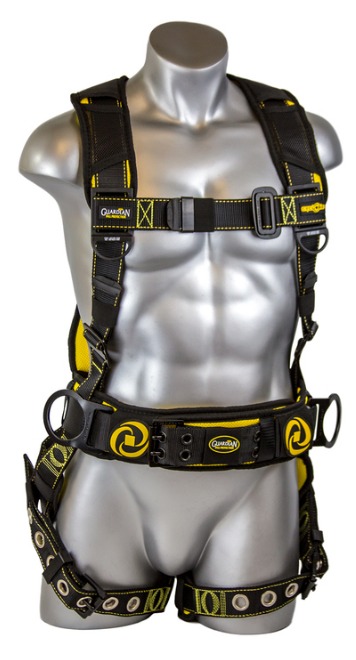  Cyclone Construction Harness Black/Yellow, PT chest / TB leg / TB waist belt / Side D-rings / Size XL - Harnesses