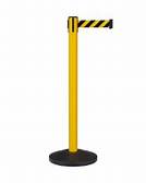 - 15 ft. stanchion with yellow post and yellow base with black/yellow diagonal ribbon - Zone Creation & Control