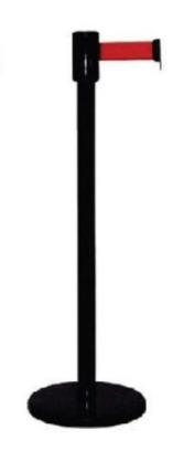  Black retractable stanchion with red webbing  and Danger in black printed on both sides. - Zone Creation & Control