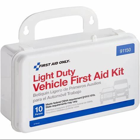 10 Person Light Duty Vehicle First Aid Kit, Plastic