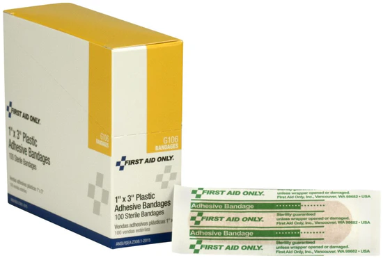 1"x3" Plastic Bandages, 100/box