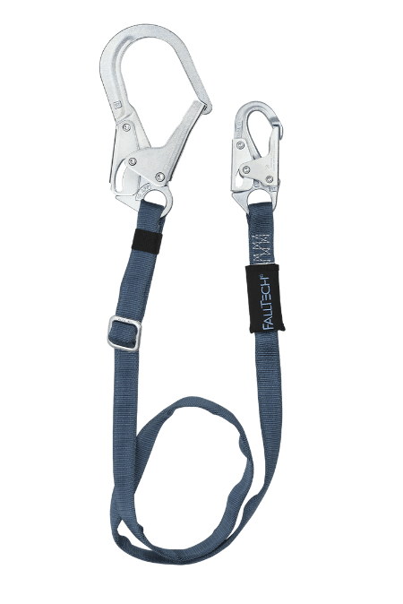 Adjustable Restraint Lanyard; Web, 4' to 6' with Rebar Hook