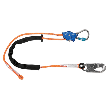 10' Rope Positioning Lanyard Alum Snap Hook + Alum Carabiner