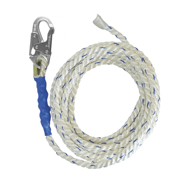 50' VLL Thimble-eye + Taped-end 5/8" White, Lifeline rope