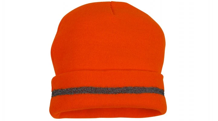 Hat, Knit Cap with Reflective Orange