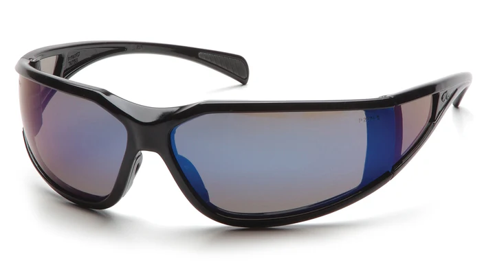 Glasses, Exeter - Blue Mirror Anti-Fog - Glossy Black
