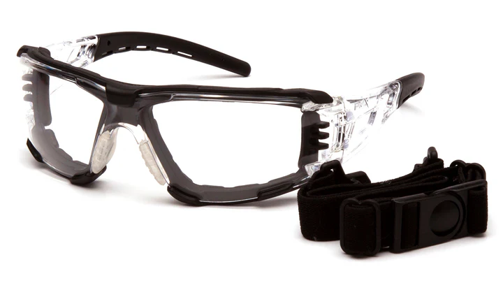 Glasses, Fyxate - Clear H2MAX Anti-Fog with Foam Padding - Black Temples