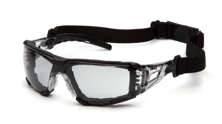Glasses, Fyxate - Light Gray H2MAX Anti-Fog with Foam Padding - Black Temples