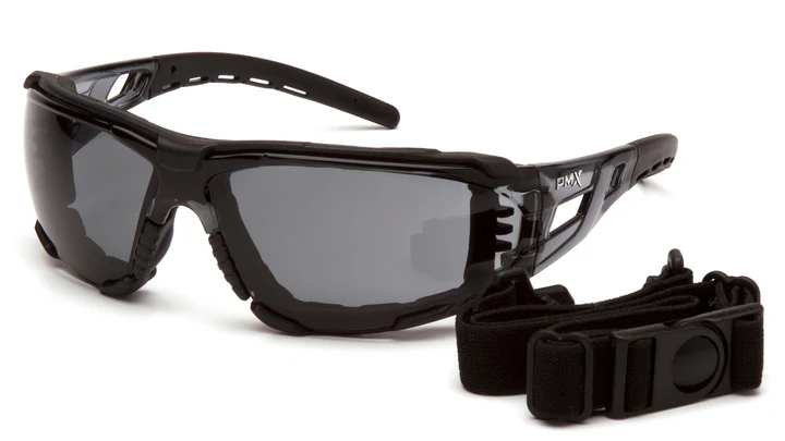 Glasses, Fyxate - Gray H2MAX Anti-Fog with Foam Padding - Black Temples