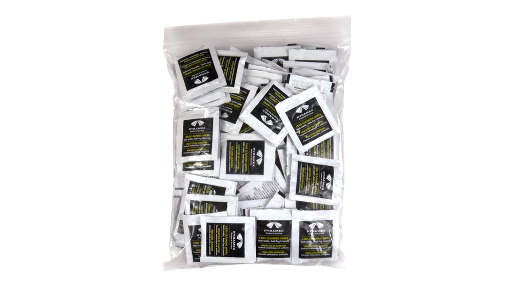 100 Individually packaged Lens Cleaning Towelettes in a bag