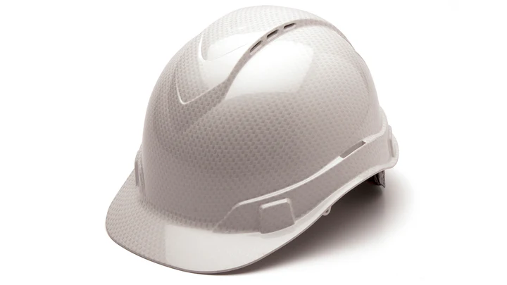 Hard Hat, Ridgeline Vented Cap Style 4 Pt Ratchet Suspension - Shiny White Graphite Pattern