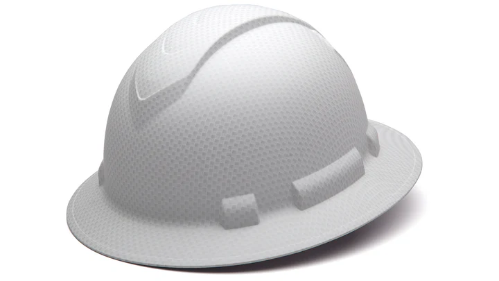 Hard Hat, Ridgeline Full Brim 4 Pt Ratchet Suspension - Matte White Graphite Pattern