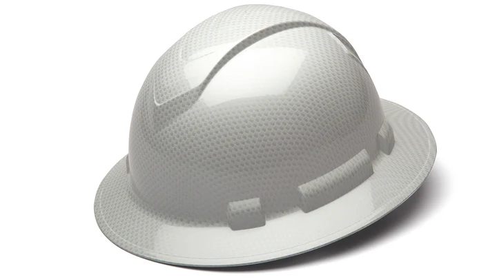 Hard Hat, Ridgeline Full Brim 4 Pt Ratchet Suspension - Shiny White Graphite