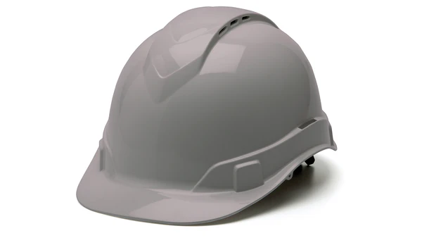 Hard Hat, Ridgeline Vented Cap Style 4 Pt Ratchet Suspension - Gray