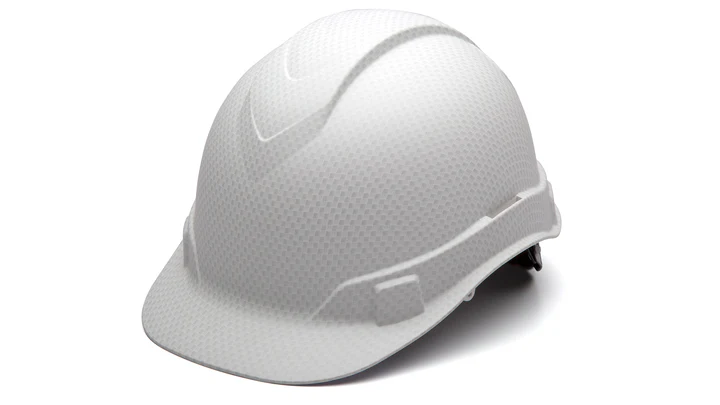 Hard hat, RL Cap Style 4 Pt Ratchet Suspension for Canada - White Graphite Pattern