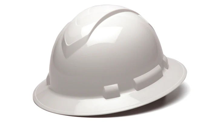 Hard Hat, Ridgeline Full Brim 4 Pt Ratchet Suspension - White