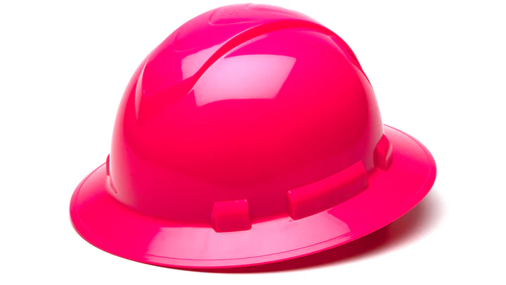 Hard Hat, Ridgeline Full Brim 4 Pt Ratchet Suspension - Hi Vis Pink