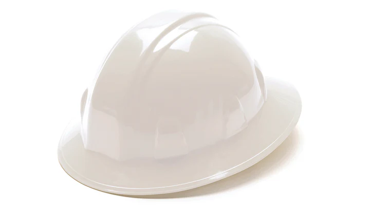 Hard hat, Full Brim 4 Pt Ratchet Suspension - White