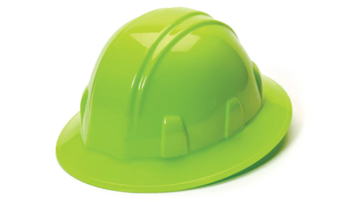 Hard hat, Full Brim 4 Pt Ratchet Suspension - Hi Vis Lime