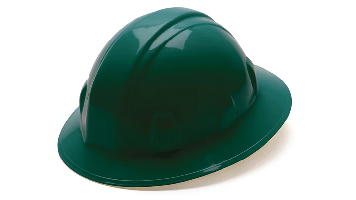 Hard hat, Full Brim 4 Pt Ratchet Suspension - Green