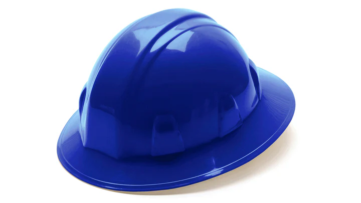 Hard hat, Full Brim 4 Pt Ratchet Suspension - Blue