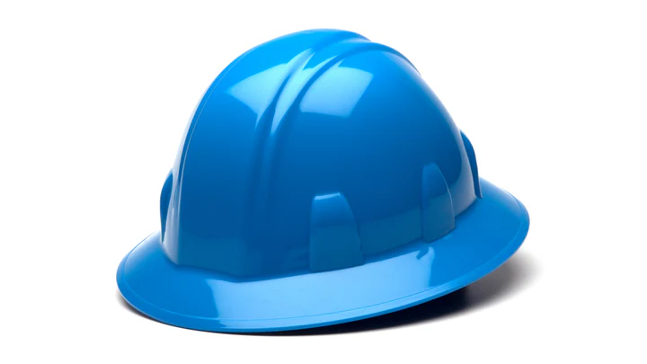 Hard hat, Full Brim 4 Pt Ratchet Suspension - Light Blue