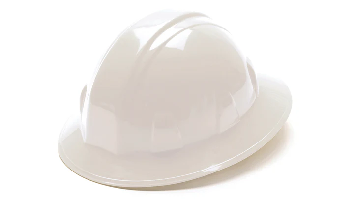 Hard Hat, Full Brim 6 Pt Ratchet Suspension - White