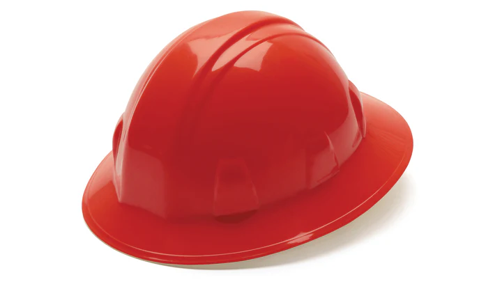 Hard Hat, Full Brim 6 Pt Ratchet Suspension - Red